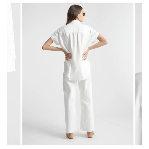 Quince Vintage Wash Tencel Camp Shirt Medium White NWT - Picture 15 of 16